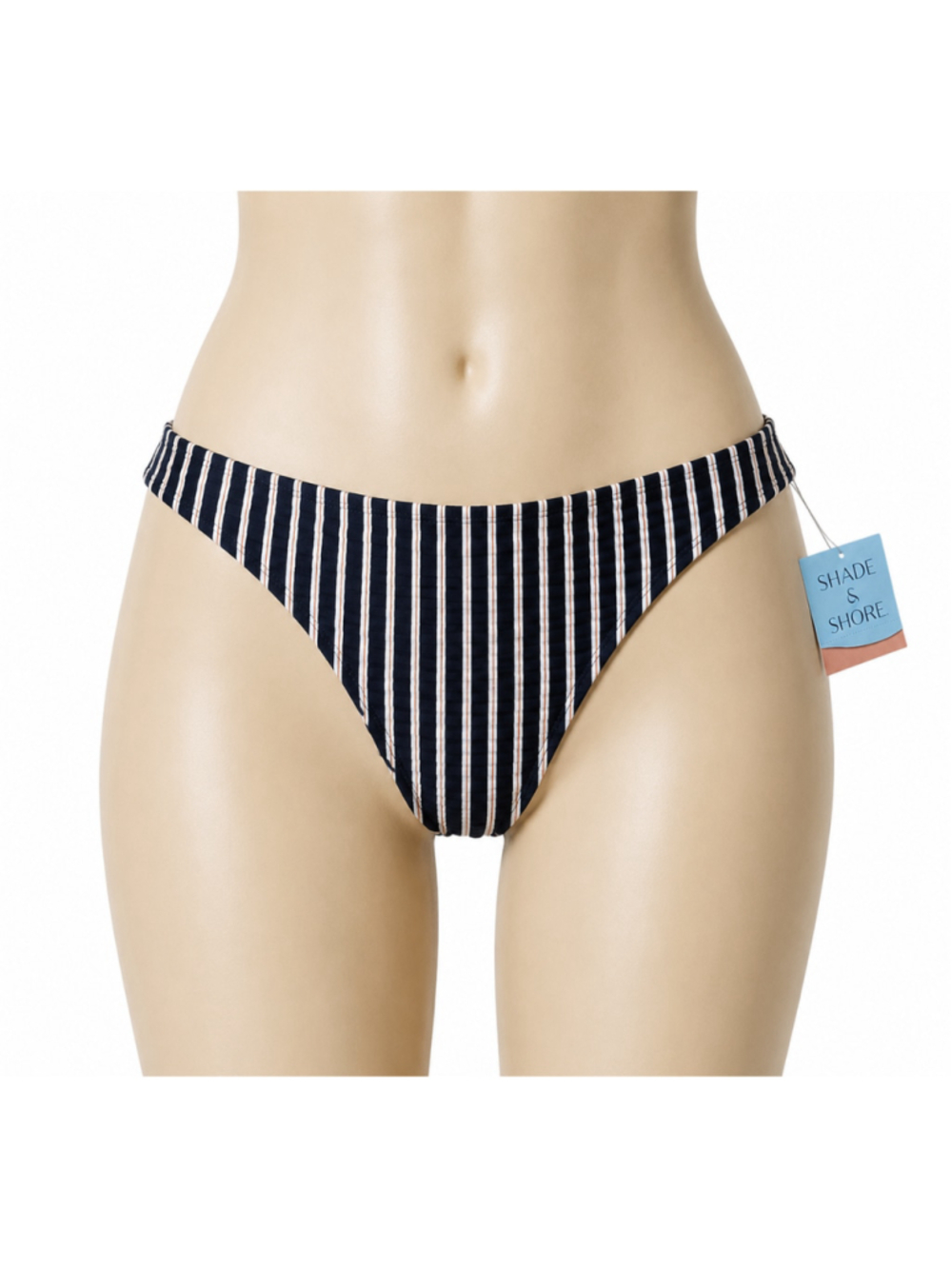 Women’s Shade & Shore Striped Bikini Bottom – Black & White – Size S – NWT